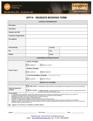 AFF14 - DELEGATE BOOKING FORM - Tangent Link