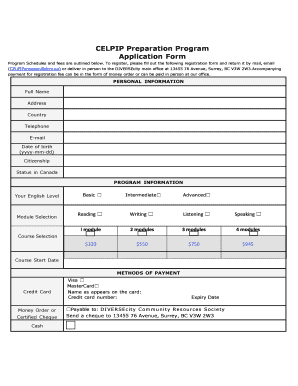 CELPIP Preparation Program Application Form - bdcrsbbcab