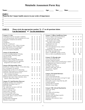 Metabolic Assessment Form