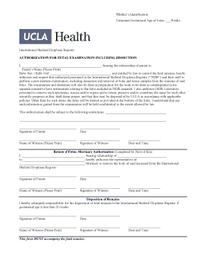 Fillable Online Auth for Fetal Dissection Form - University of ...