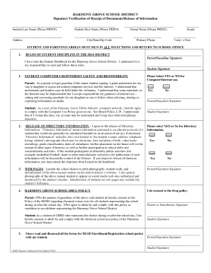 Hgjhs signature verification form - Harmony Grove School District 614 - harmonygrovesd