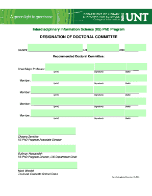 Fillable Online lis unt Designation of doctoral committee - Department ...