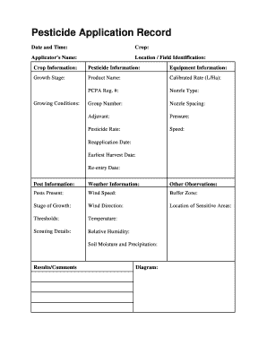Fillable Online opep Pesticide Application Record - opepca Fax Email Print - pdfFiller