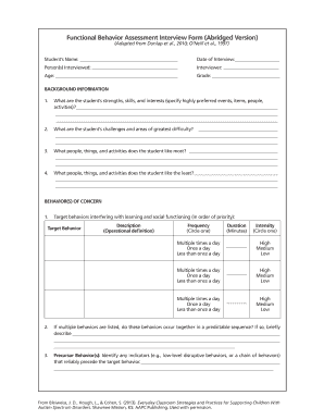 Liv application form - BFunctionalb Behavior bAssessmentb Interview bFormb bb - AAPC Publishing - aapcpublishing