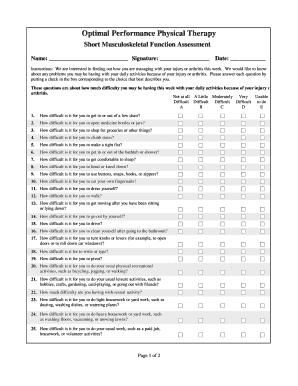 Short Musculoskeletal bFunction Assessmentb - Optimal Performance bb