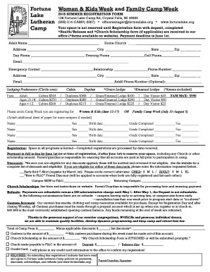 WOMENampKIDS and FAMILY WEEK Registration Form 2016 - fortunelake