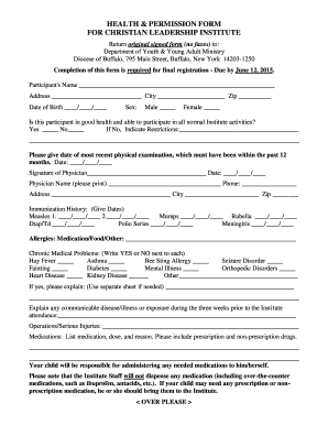 HEALTH FORM FOR CHRISTIAN LEADERSHIP INSTITUTE - dobyouth