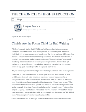 Transcript request letter - Clichs Are the Poster Child for Bad Writing Lingua Franca - Blogs - The Chronicle of Higher Education