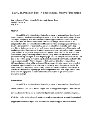 Liar Liar Pants on Fire A Physiological Study of Deception