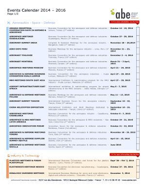 Events Calendar 2014 2016 - advanced business events