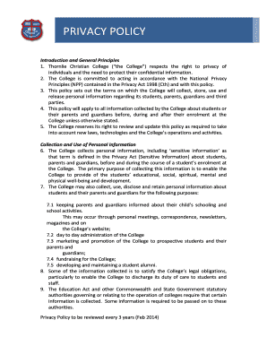 Privacy Policy - Thornlie Christian College - tcc wa edu