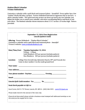 Class Registration Hollenbeck September - lincolnquiltersguild