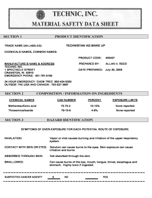 TRADE NAME AS LABELED TECHNISTAN AG MAKE UP