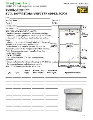 Event planning template excel - FABRIC-SHIELD PULL-DOWN STORM SHUTTER ORDER FORM - eco-smart