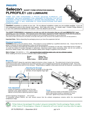 SHORT FORM OPERATION MANUAL PLPROFILE1 LED LUMINAIRE - promusic
