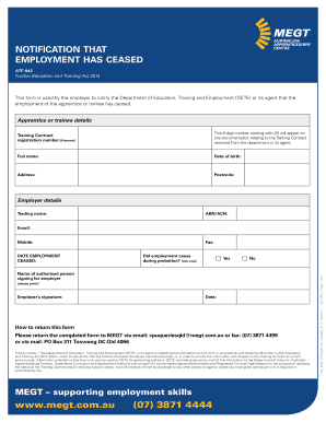 How to make a release form - NOTIFICATION THAT EMPLOYMENT HAS CEASED