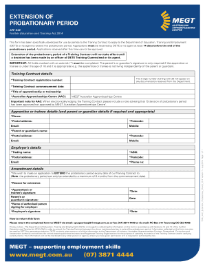 EXTENSION OF PROBATIONARY PERIOD - MEGT Australia