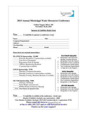 Daily work template - Sponsorship Form - Mississippi Water Resources Association - mswater