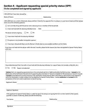 Request for Special Priority Form