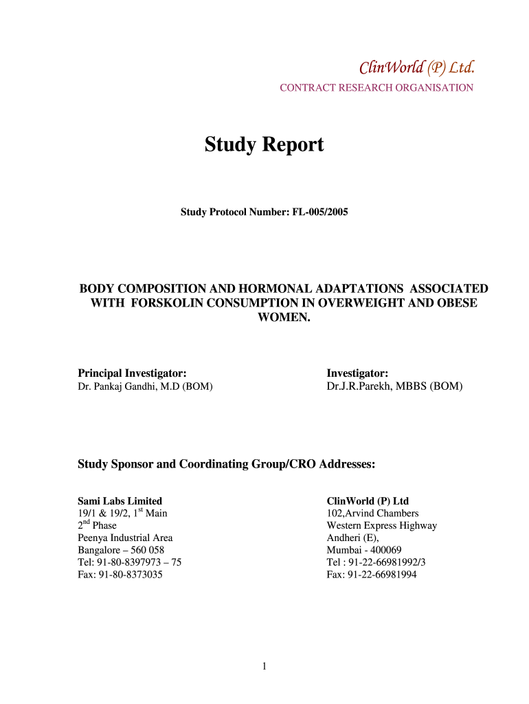 Forslean Women study Report - Herbamedica Preview on Page 1