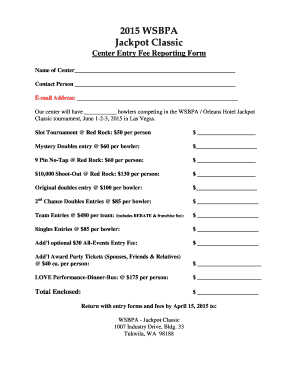 2015 jackpot classic reporting form entry feesdoc - wsbpa