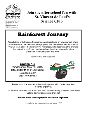 Letter to the principal - Rainforest Journey - St Vincent de Paul - school saintvdp