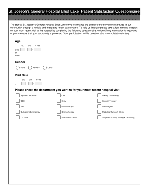 Patient Satisfaction Questionnaire - St. Josephs General Hospital ...