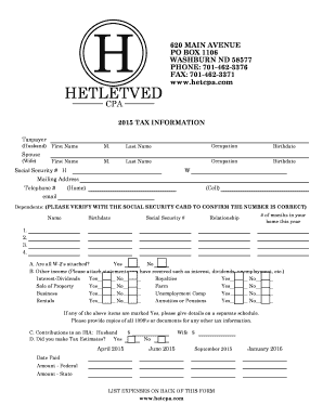 Family member character letter for court - Personal Deduction Information - Hetletved CPA