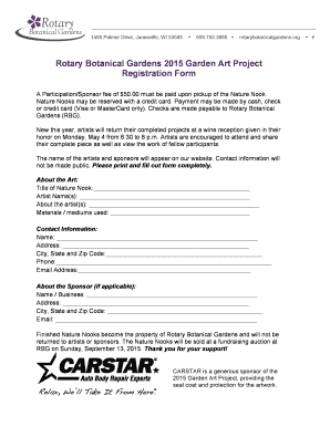 2015 Garden Art Registration Form - Rotary Botanical Gardens - rotarybotanicalgardens