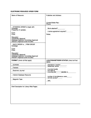 ELECTRONIC RESOURCE ORDER FORM - bStaffb Directory - staff lib msu