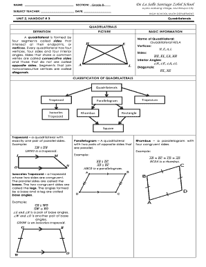 UNIT 2 HANDOUT 3 Quadrilaterals QUADRILATERALS - notes dlszobel edu