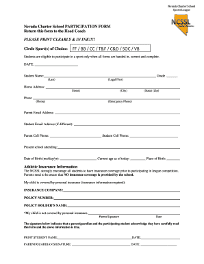 Nevada Charter School PARTICIPATION FORM Return this form - pinecresthorizon