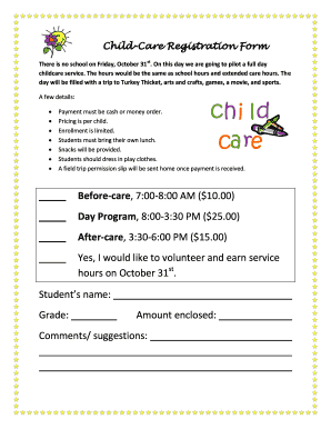 Child-Care Registration Form - St Anthony Catholic School - stanthonyschooldc