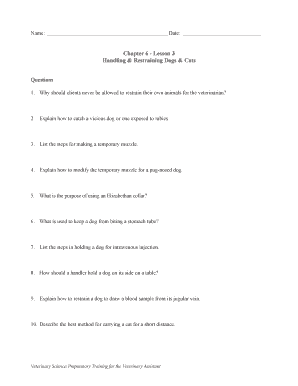 Tire inventory excel sheet - Chapter 6 - Lesson 3 Handling & Restraining Dogs & Cats