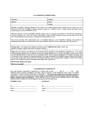 Uniform inventory template - SAAS SERVICES ORDER FORM Customer ... - CloudBerry Lab