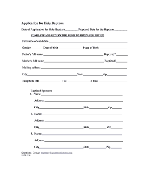 Application for Holy Baptism - Ascension Church - ascensionepiscopalchurch