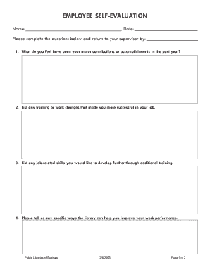 Self assessment form for employees - Employee Self-Evaluation - the Public Libraries of Saginaw - saginawlibrary