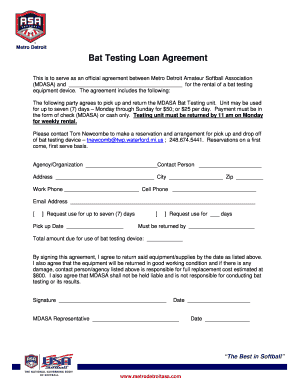 Loan agreement format - Bat Testing Loan Agreement - Metro Detroit ASA - metrodetroitasa