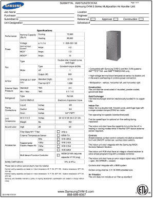 Samsung DVM S Series Air Handler Submittal