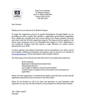 Registration parent letter 13-14 - St. Michael School - smscanton