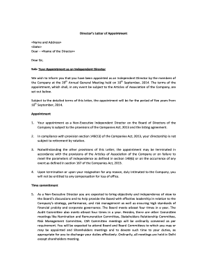 appointment letter to independent director fillable appointment letter of independent director appointment letter to independent director fillable appointment letter of independent director