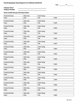 Payroll Separation Check Request Form Effective 041014