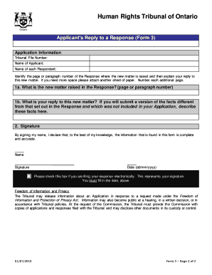 Past due invoice email sample - Applicants Reply to a Response Form 3 - JNR