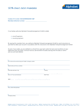 SEPA direct debit mandate - Alphabet.com