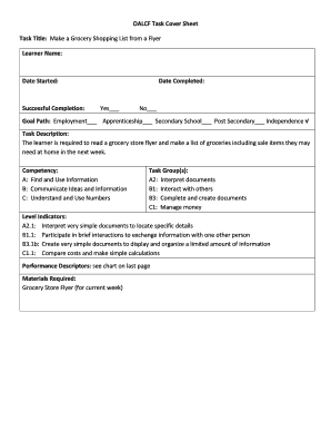 OALCF Task Cover Sheet Task Title: Make a Grocery Shopping List ... - taskbasedactivitiesforlbs
