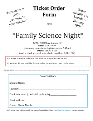 Entry level administrative assistant resume sample - Science Night Ticket Order Form - golden pylusd