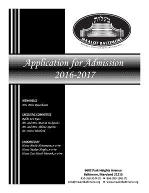 Application for Admission 2016-2017 - MAALOT bBaltimoreb - maalotbaltimore