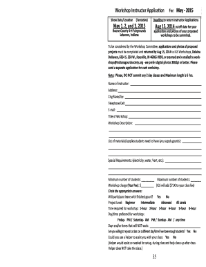 Printable payroll sheet - Workshop Instructor Applica on For - Indiana Gourd Society - indianagourdsociety