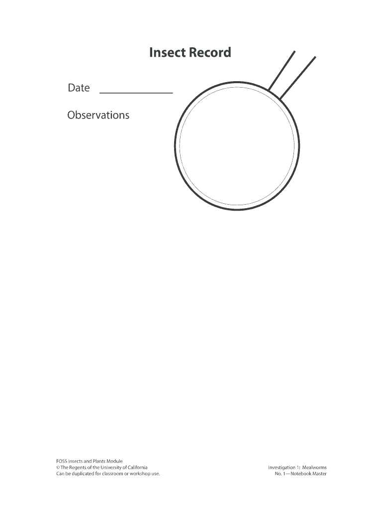 Fillable Online Insect Record - FOSSweb Login Page Fax Email Print ...