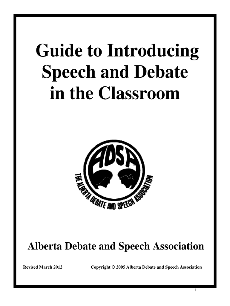 Fillable Online Guide to Introducing Speech and Debate in the Classroom